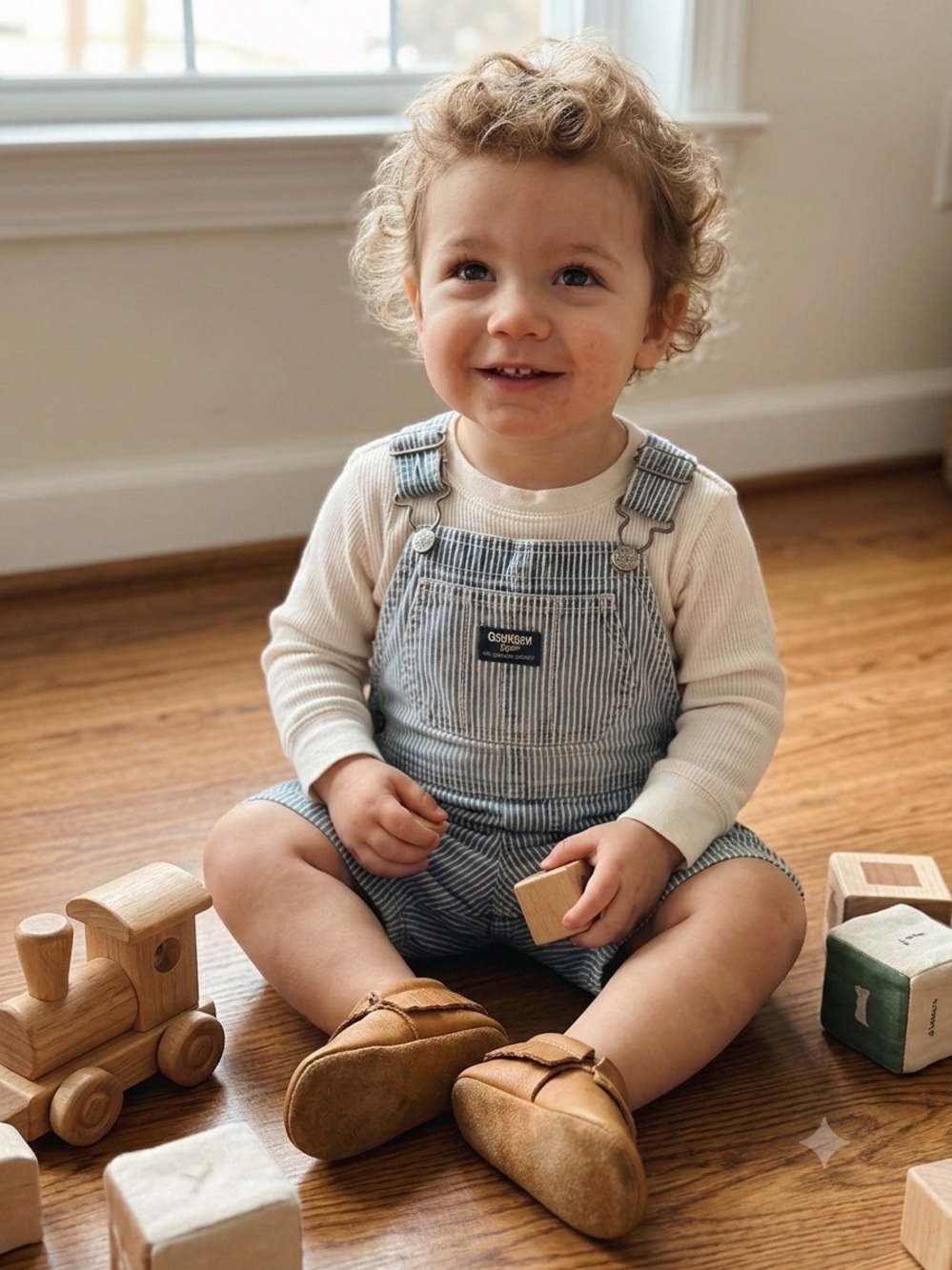 VTG OshKosh B'gosh Vestbak blue and white striped denim overalls 18M